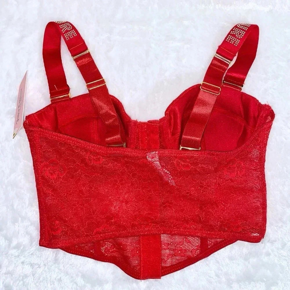 Juicy Couture Red Lace Sexy Bustier Convertible Strapless Bra Top 34B NWT - Picture 4 of 7
